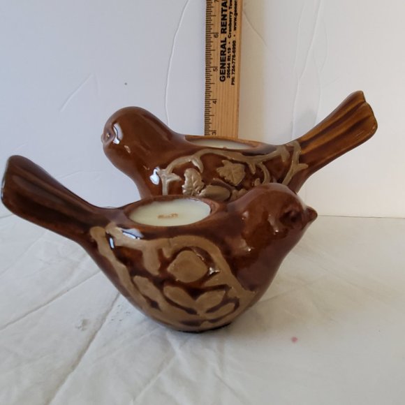 Pier 1 Two Brown Birds Tea Light Holders Great For Fall Display - Picture 7 of 8